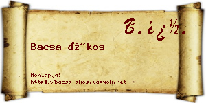 Bacsa Ákos névjegykártya